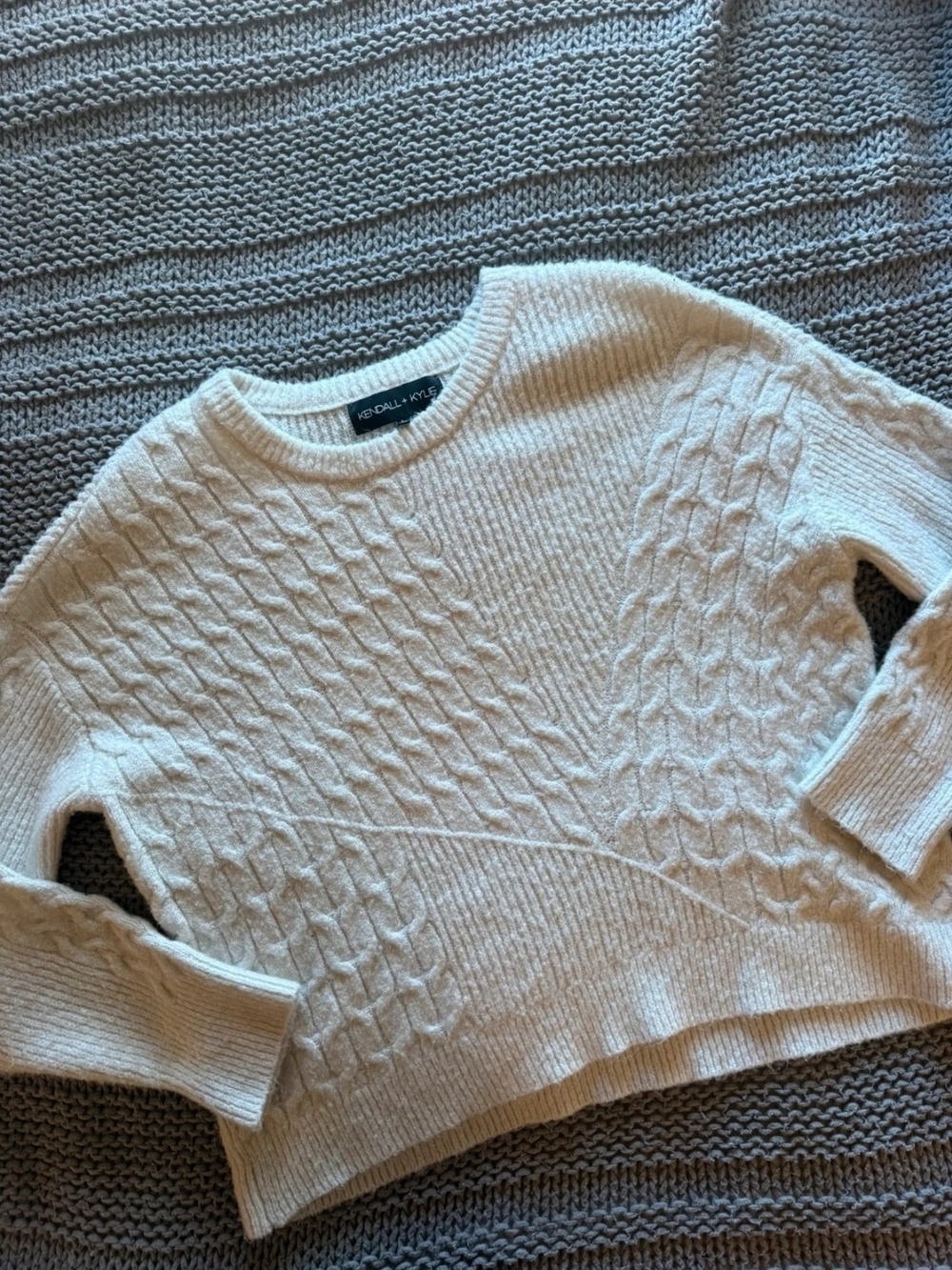 Kendall + Kylie Cream Cable Knit Women's Sweater